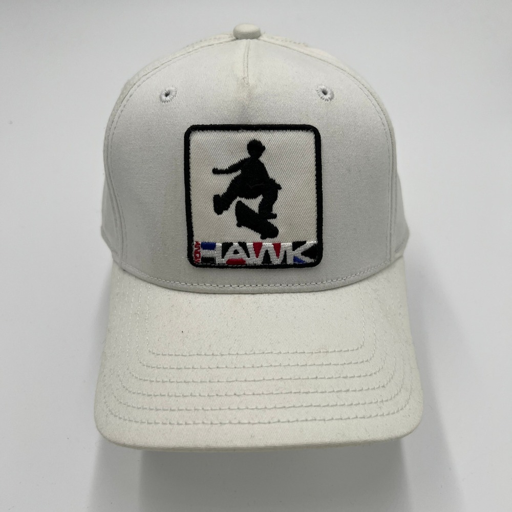 Tony Hawk‎ White A-Flex Skateboard Logo Patch Baseball Cap Hat Size S/M NEW